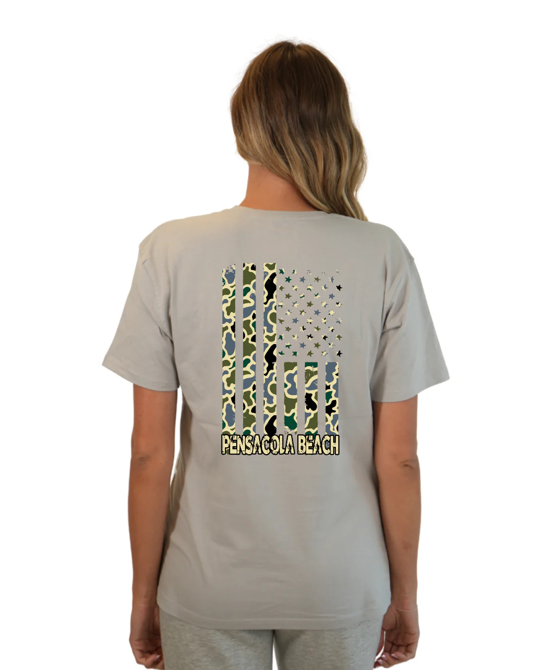 Pensacola American Women Flag T-Shirt – Camouflage Edition - Image 10