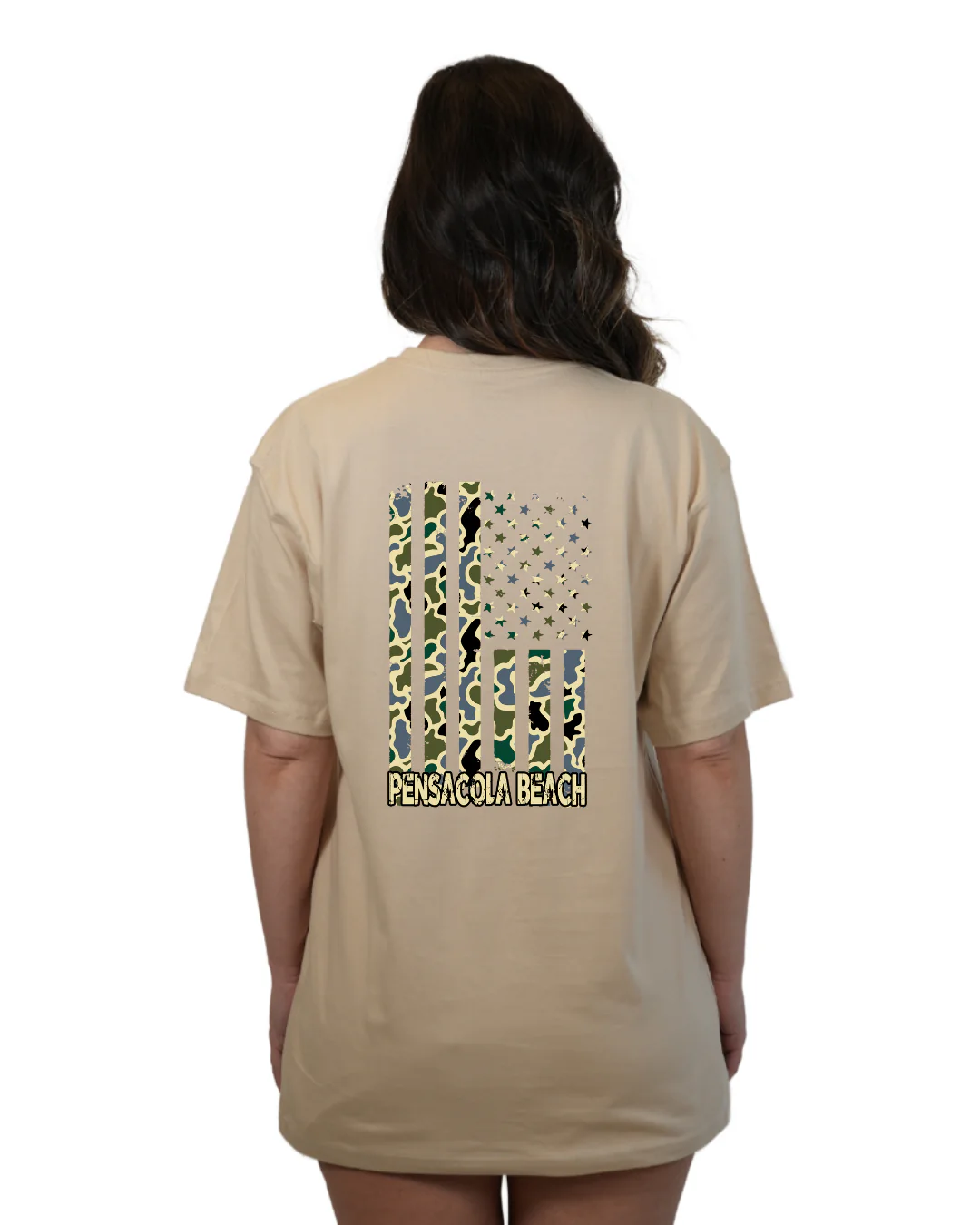 Pensacola American Women Flag T-Shirt – Camouflage Edition - Image 8
