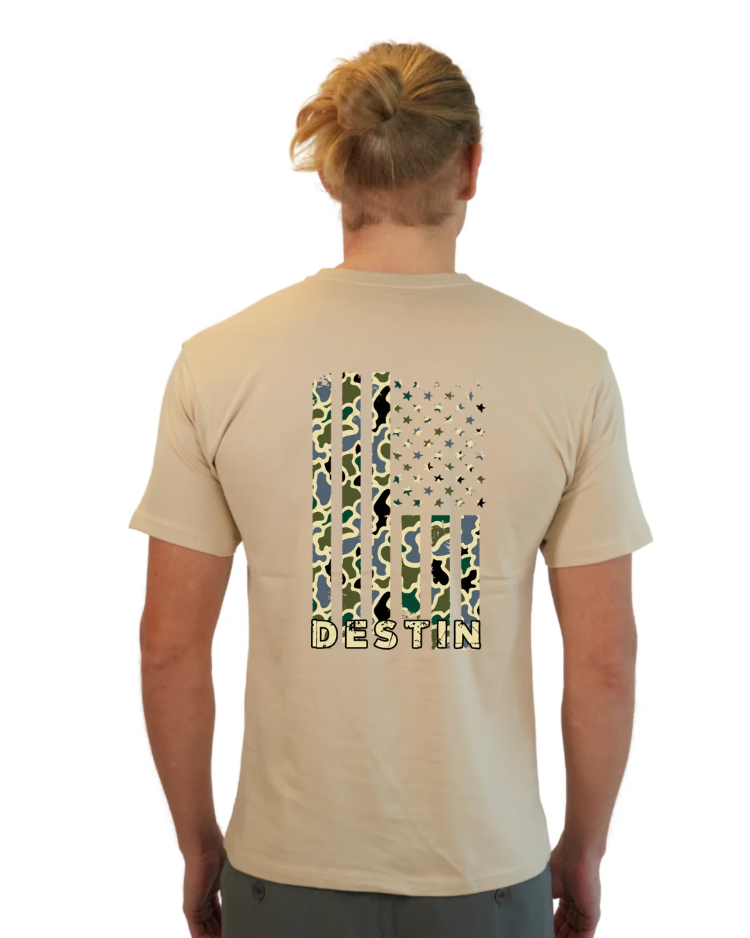 Destin American Flag Men T-Shirt – Camouflage Edition - Image 4