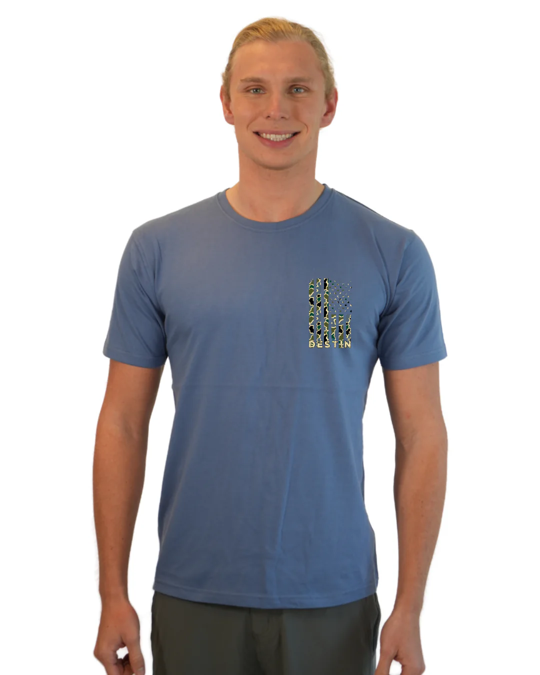Destin American Flag Men T-Shirt – Camouflage Edition - Image 5