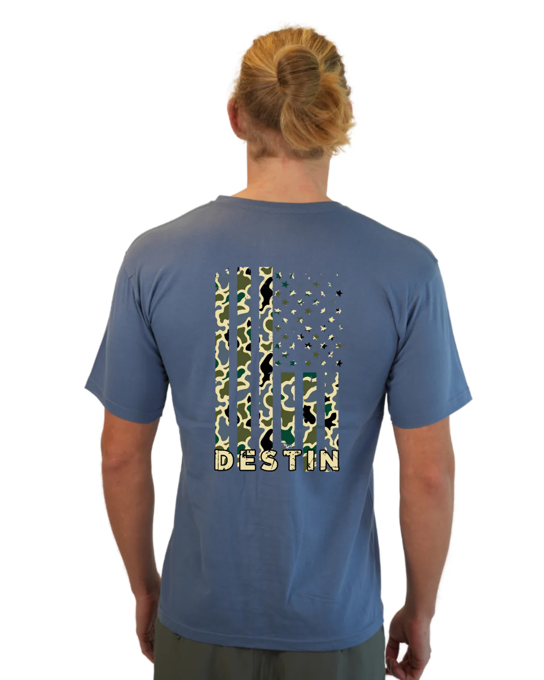 Destin American Flag Men T-Shirt – Camouflage Edition - Image 6