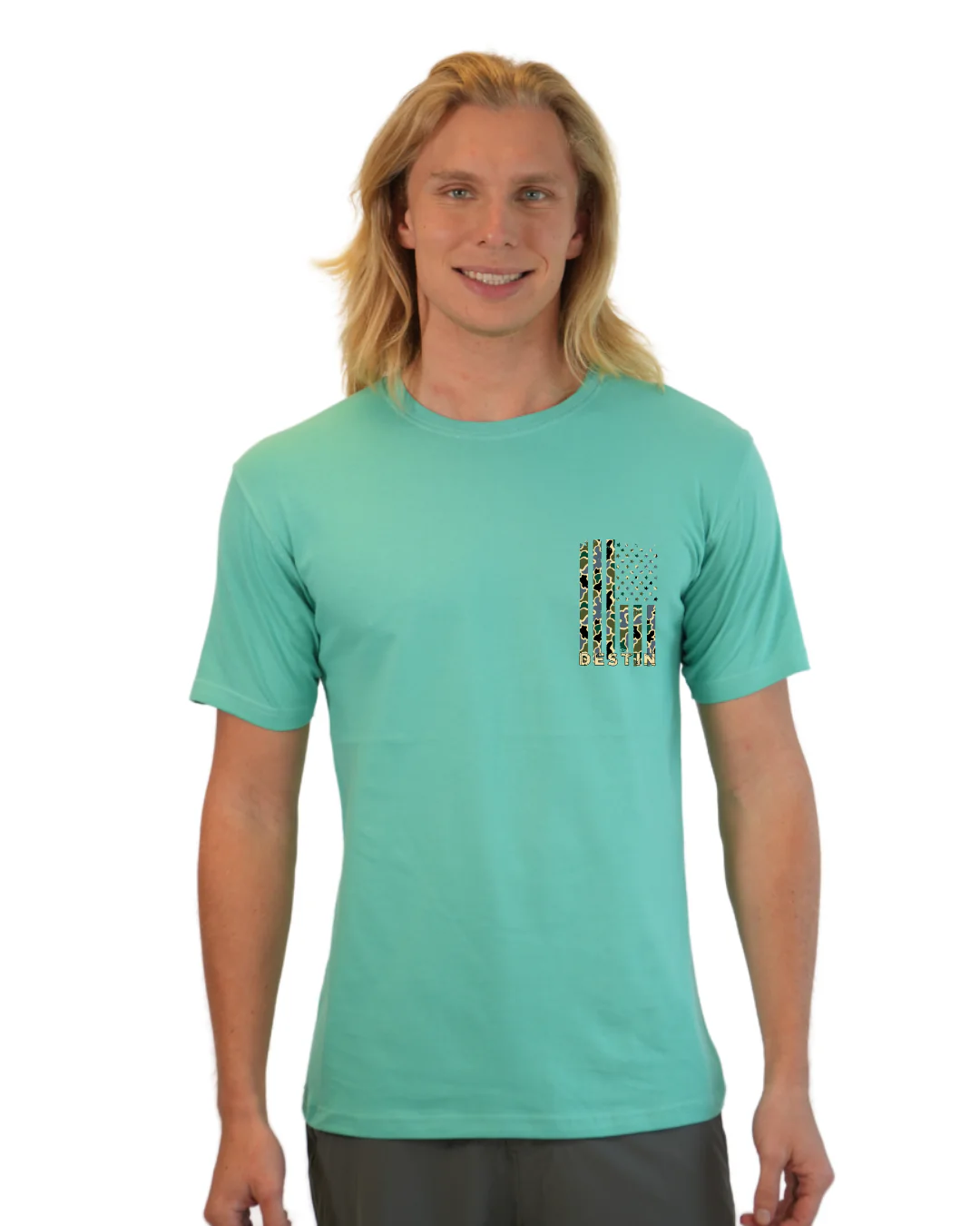 Destin American Flag Men T-Shirt – Camouflage Edition - Image 7