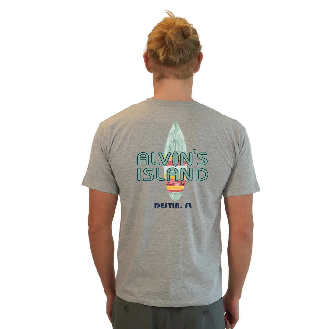 Destin Combed Cotton Men T-Shirt with a Alvin's island Surf Board Design Style CC1000 - Image 10