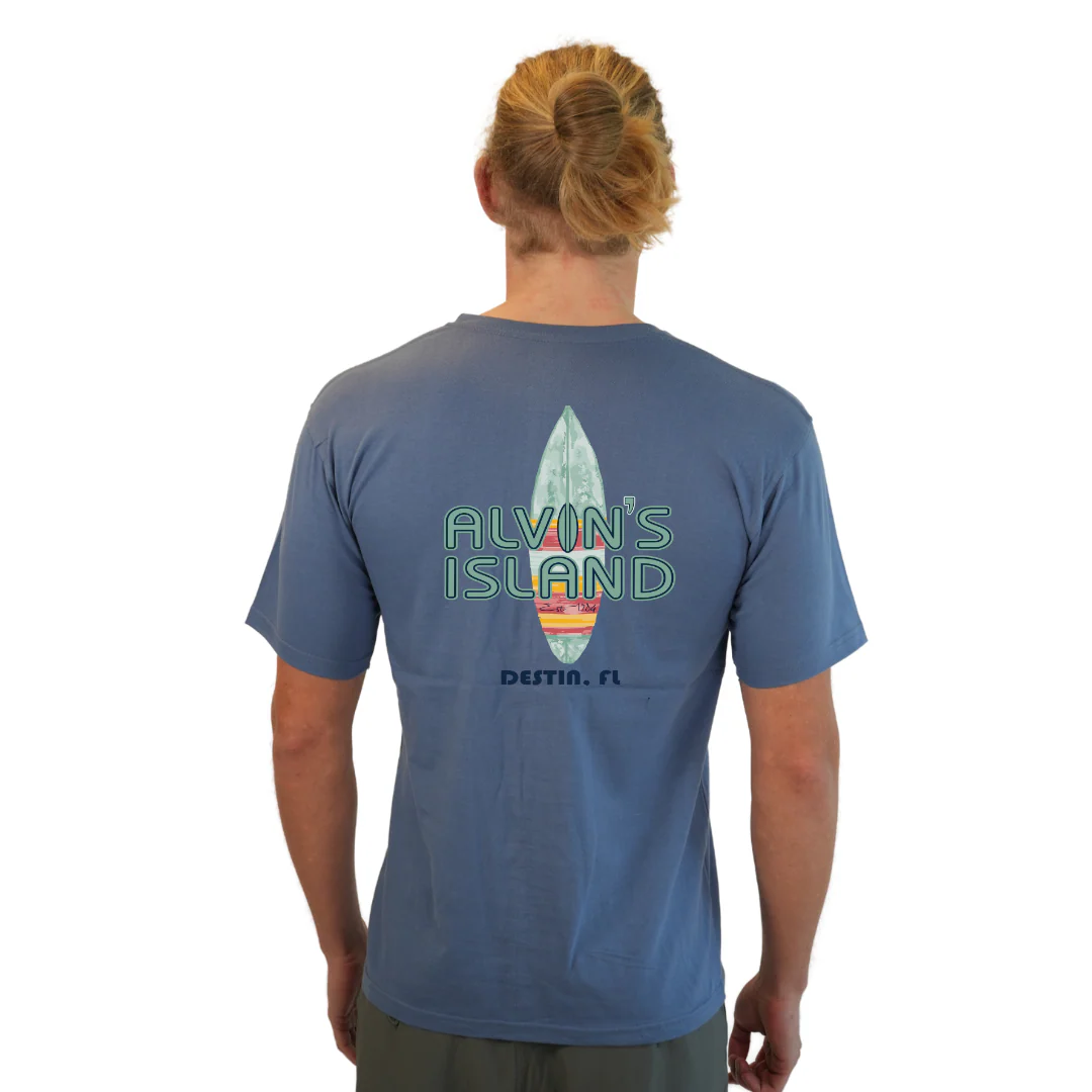 Destin Combed Cotton Men T-Shirt with a Alvin's island Surf Board Design Style CC1000 - Image 4