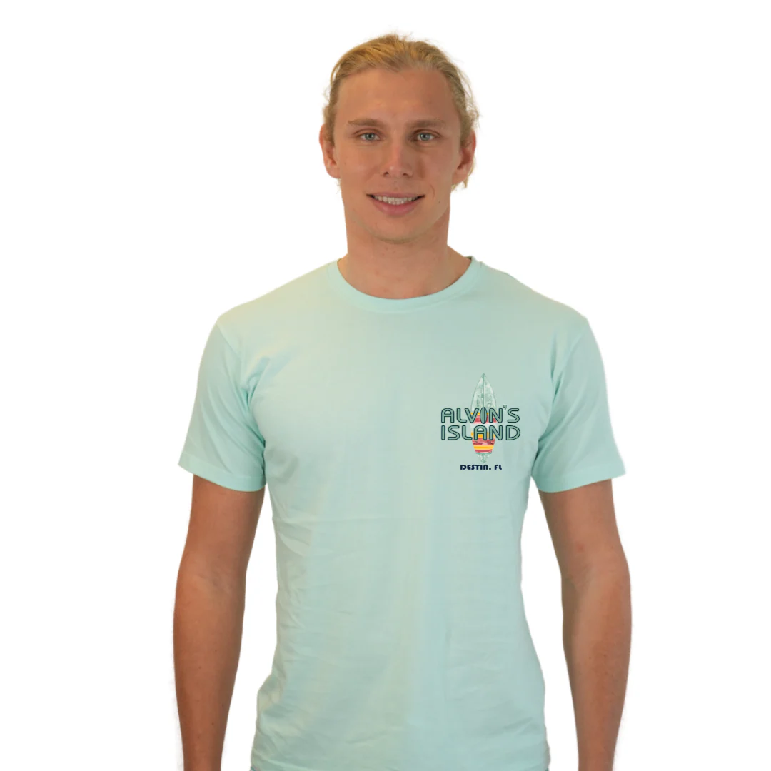Destin Combed Cotton Men T-Shirt with a Alvin's island Surf Board Design Style CC1000 - Image 5