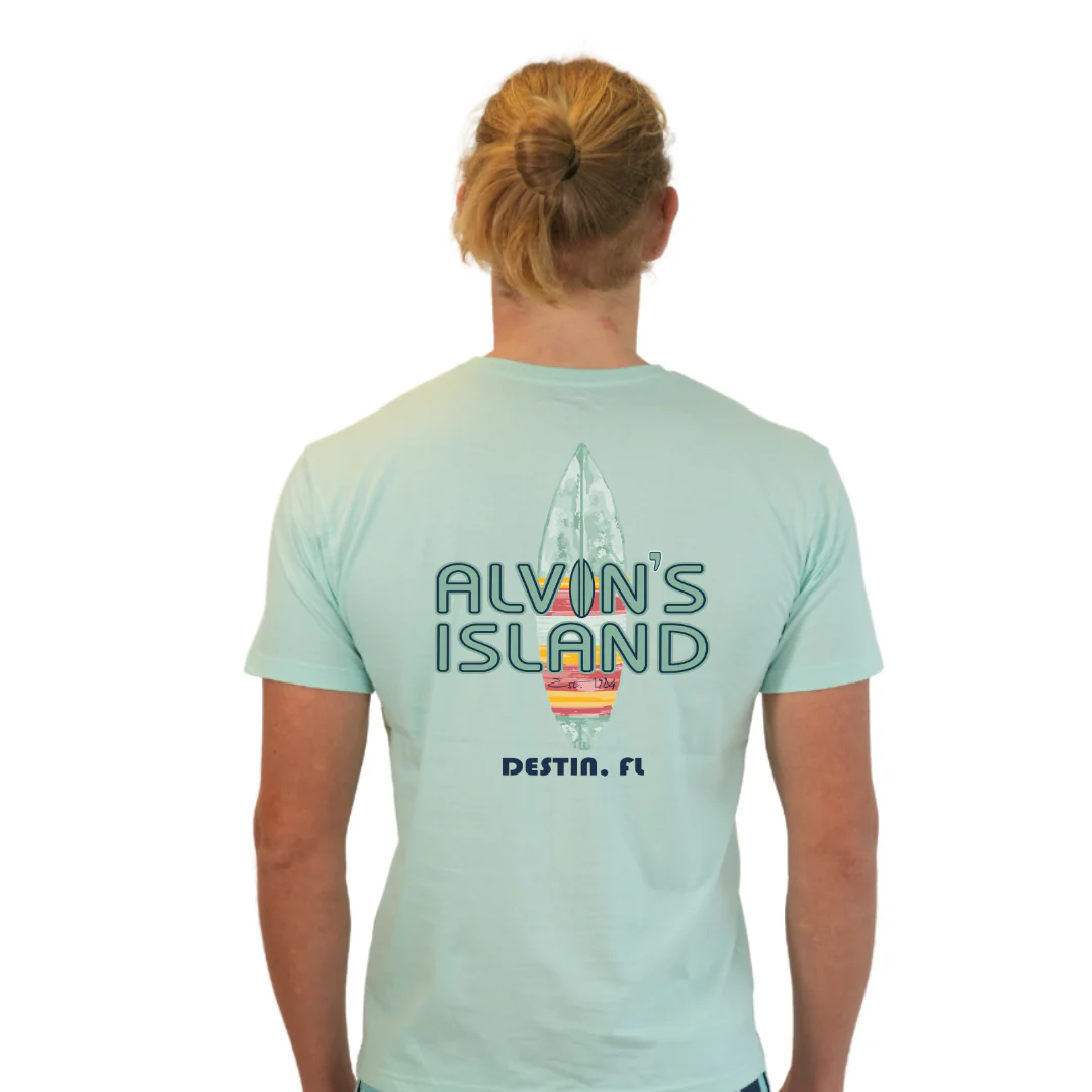 Destin Combed Cotton Men T-Shirt with a Alvin's island Surf Board Design Style CC1000 - Image 6
