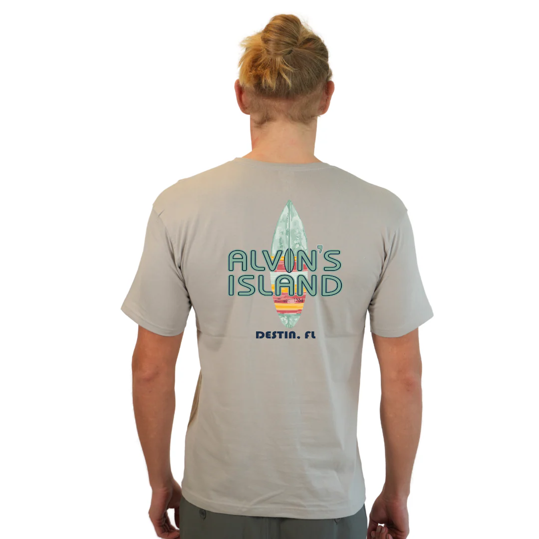 Destin Combed Cotton Men T-Shirt with a Alvin's island Surf Board Design Style CC1000 - Image 8