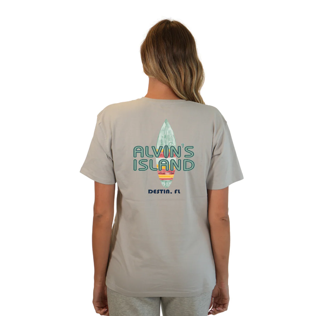 Destin Combed Cotton Women T-Shirt with a Alvin's island Surf Board Design Style CC1000 - Image 6