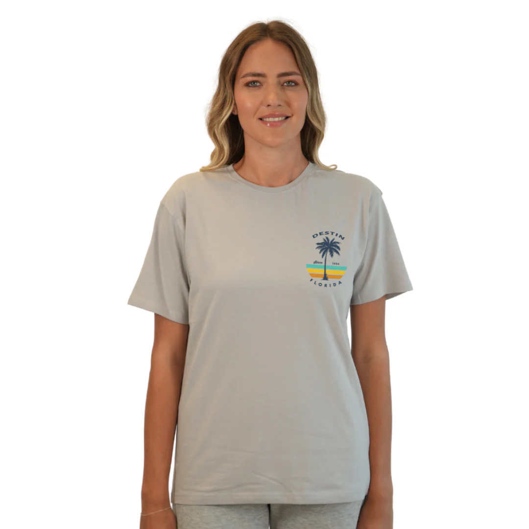 Destin Palm Tree/ Stripes Combed/Cotton Women T-Shirt Style Cc1000 - Image 19