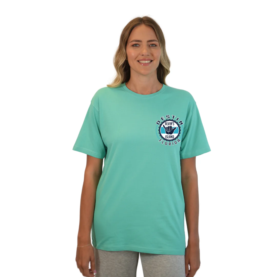 Destin Combed Cotton Women T-Shirt with a Alvin's island Hang Loose Design Style CC1000 - Image 13