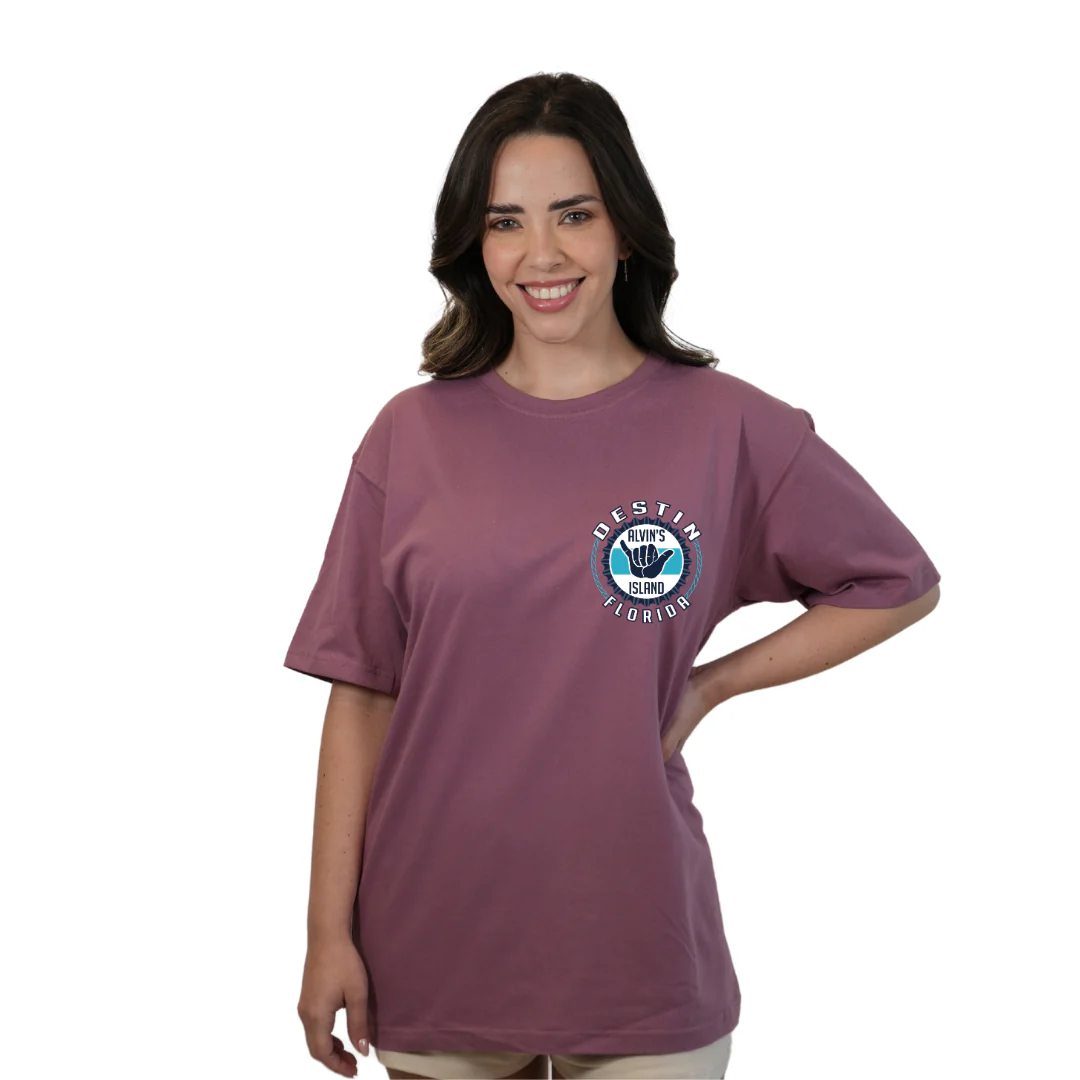 Destin Combed Cotton Women T-Shirt with a Alvin's island Hang Loose Design Style CC1000 - Image 17