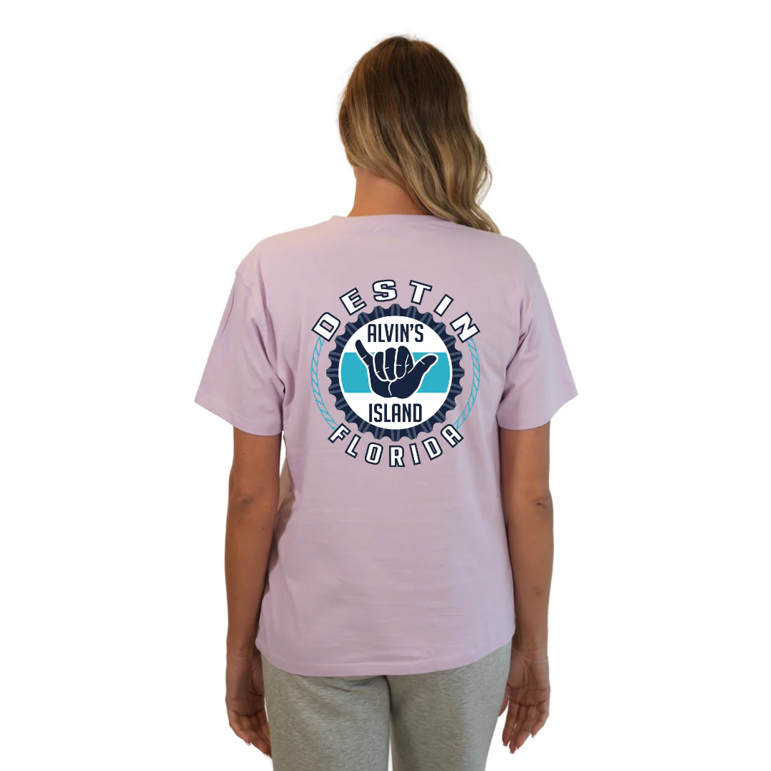 Destin Combed Cotton Women T-Shirt with a Alvin's island Hang Loose Design Style CC1000 - Image 2