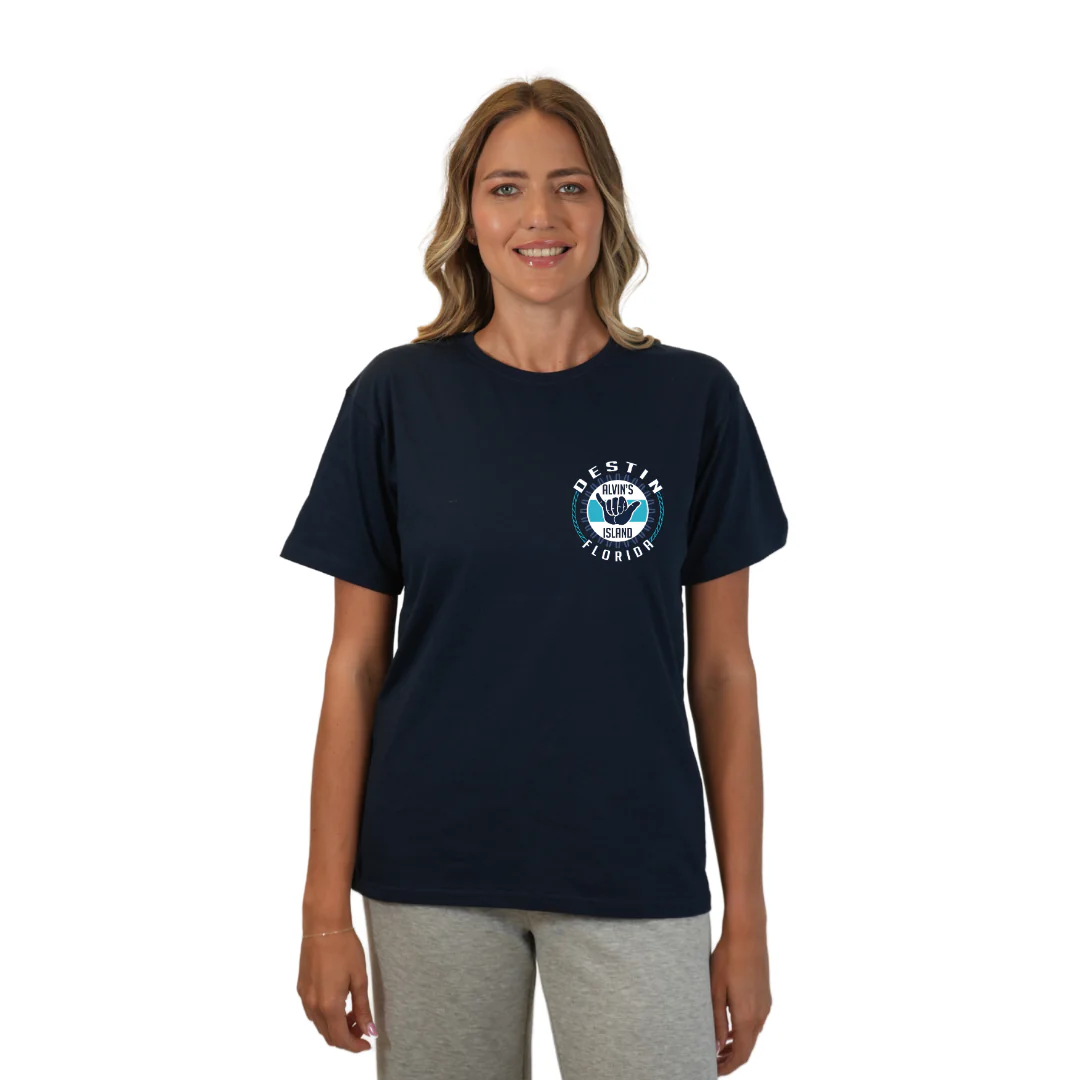 Destin Combed Cotton Women T-Shirt with a Alvin's island Hang Loose Design Style CC1000 - Image 3