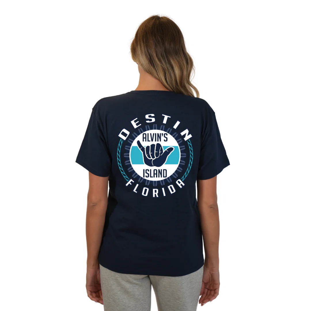Destin Combed Cotton Women T-Shirt with a Alvin's island Hang Loose Design Style CC1000 - Image 4