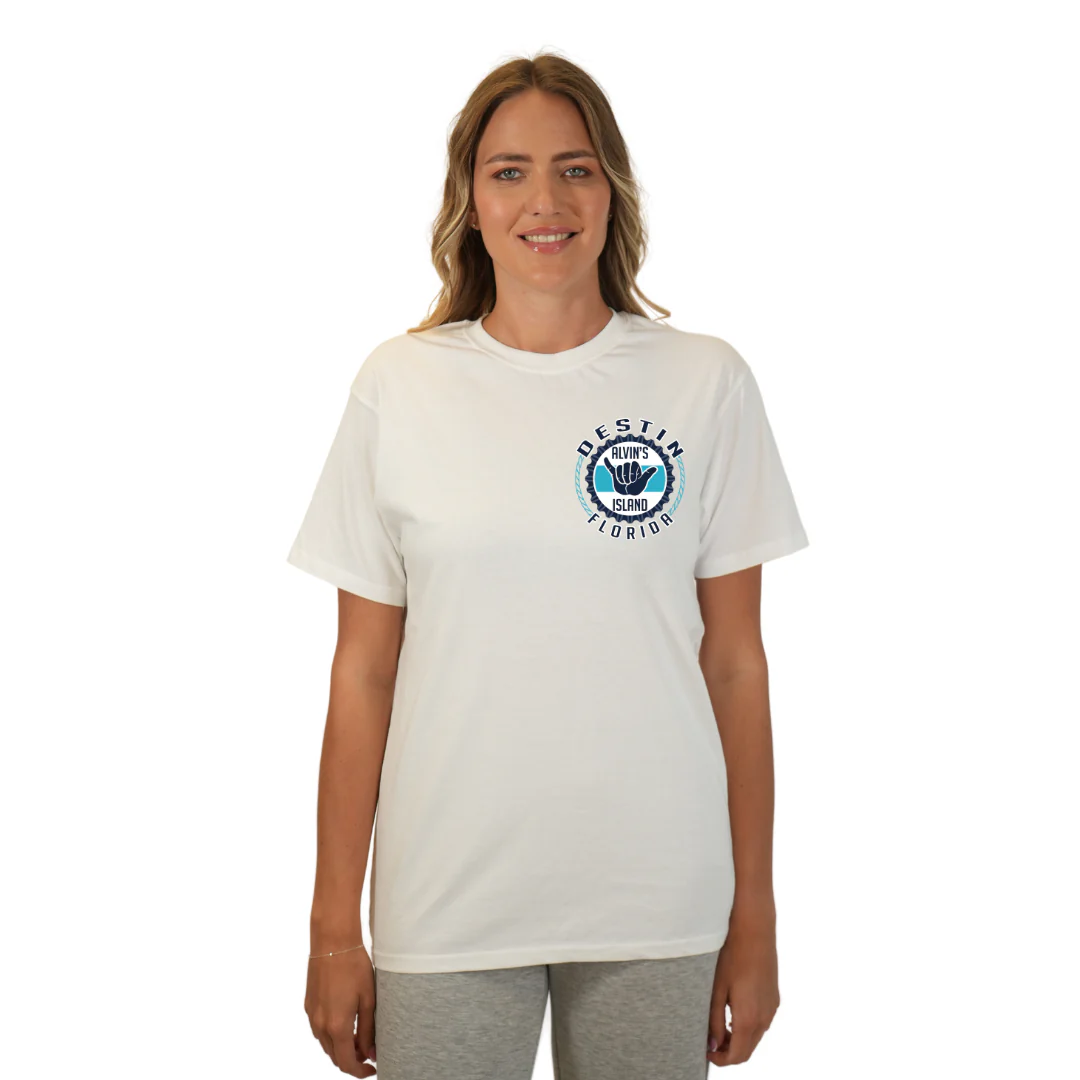 Destin Combed Cotton Women T-Shirt with a Alvin's island Hang Loose Design Style CC1000 - Image 5