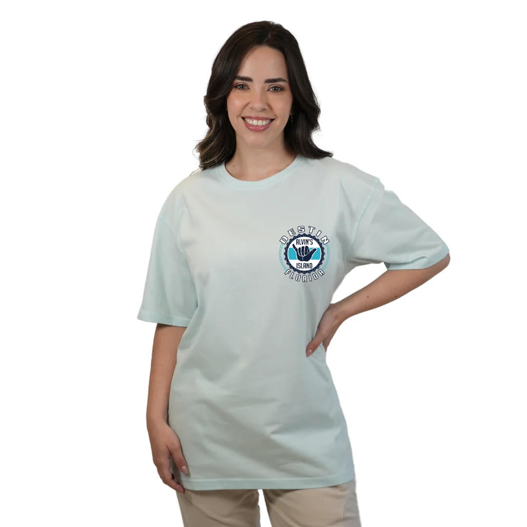 Destin Combed Cotton Women T-Shirt with a Alvin's island Hang Loose Design Style CC1000 - Image 9