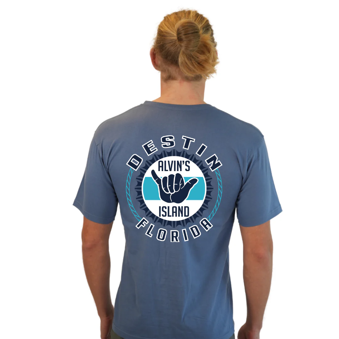 Destin Combed Cotton Men T-Shirt with a Alvin's island Hang Loose Design Style CC1000 - Image 10