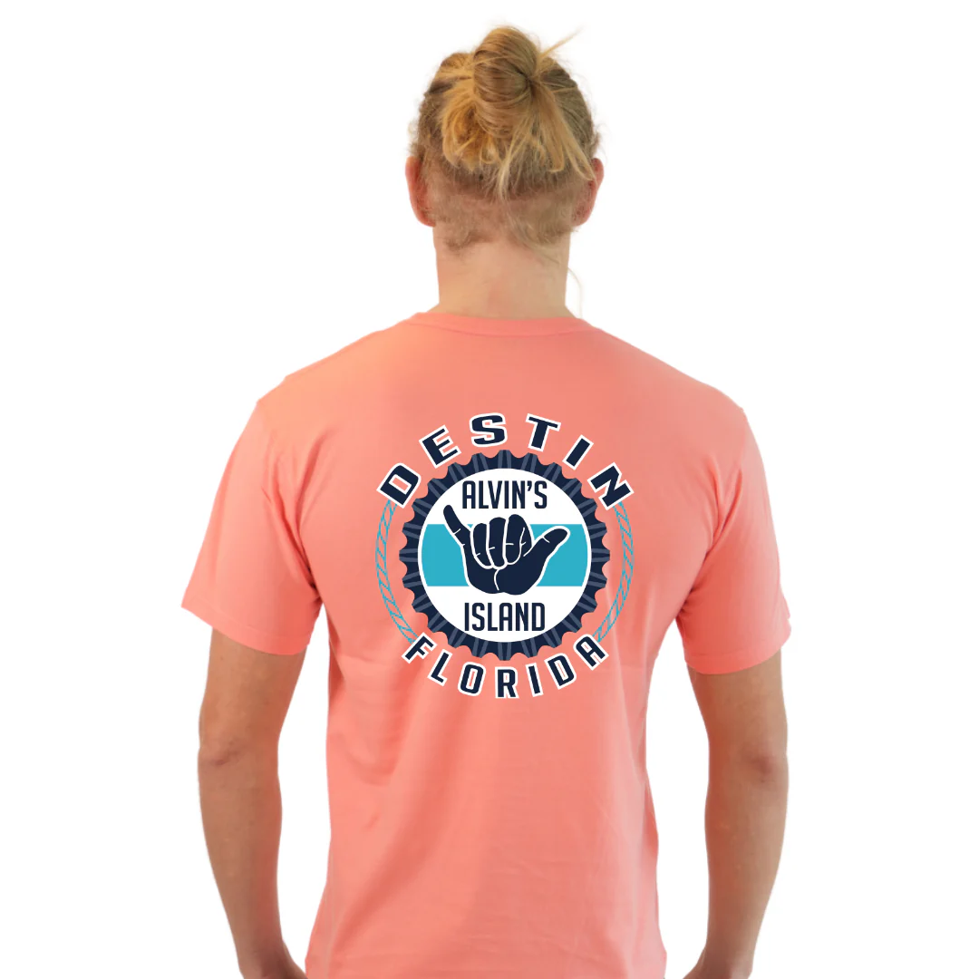 Destin Combed Cotton Men T-Shirt with a Alvin's island Hang Loose Design Style CC1000 - Image 2