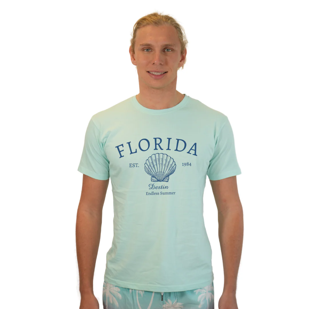 Destin Combed Cotton Men T-Shirt with a Front Florida Shell Endless Summer Design Style CC1000 - Image 2