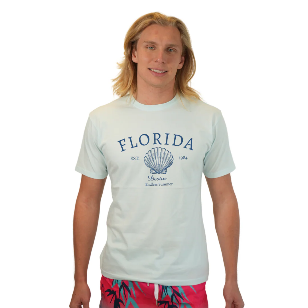 Destin Combed Cotton Men T-Shirt with a Front Florida Shell Endless Summer Design Style CC1000 - Image 3