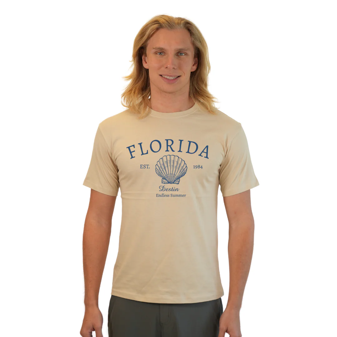 Destin Combed Cotton Men T-Shirt with a Front Florida Shell Endless Summer Design Style CC1000 - Image 5