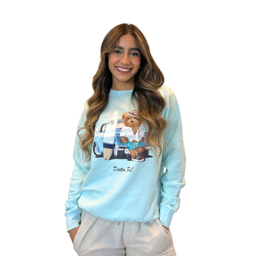 Destin Crewneck Sweatshirt Women with Teddy Bear Design Style 067 - Image 2