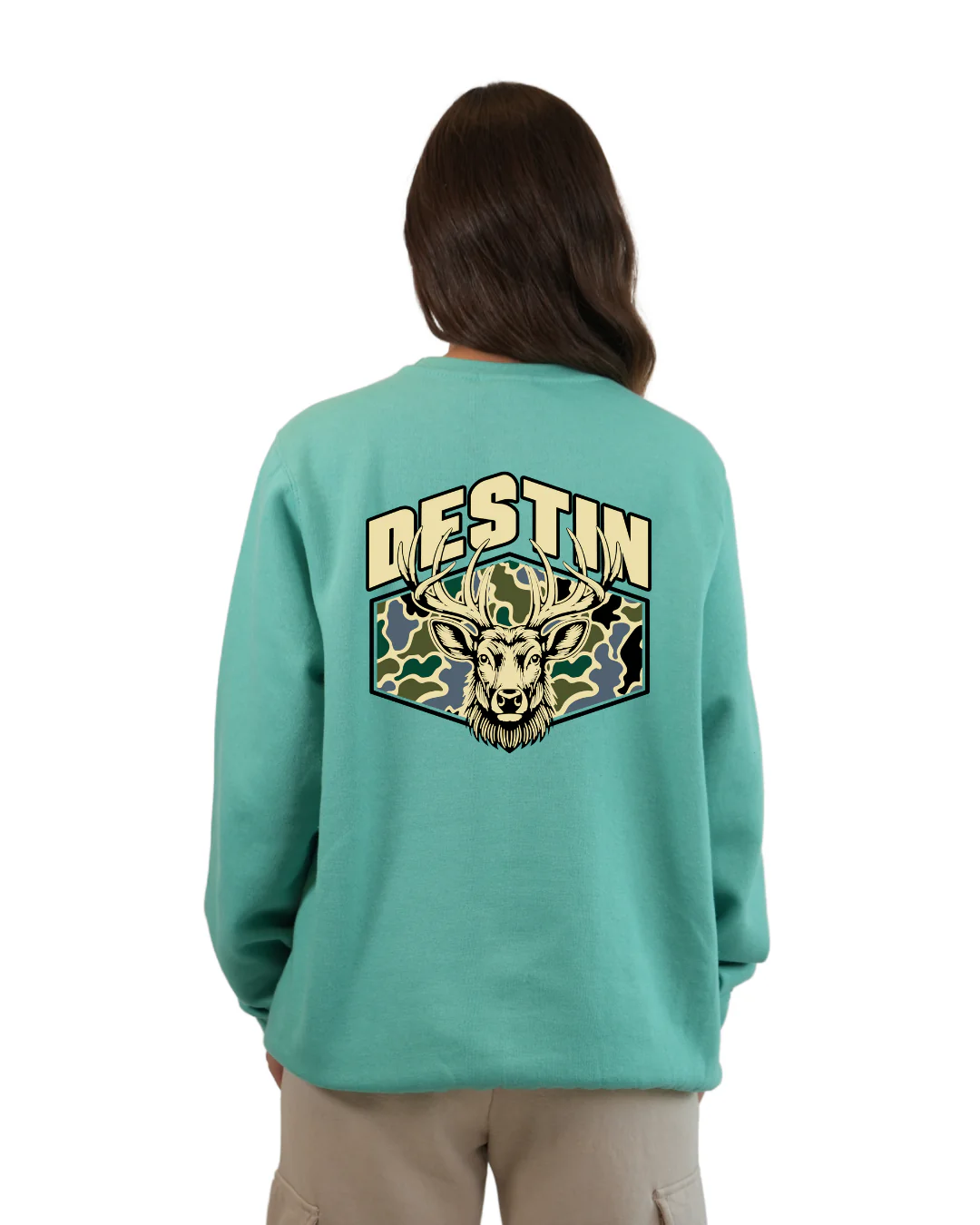 Destin Deer Women Crewneck – Camouflage Edition - Image 8
