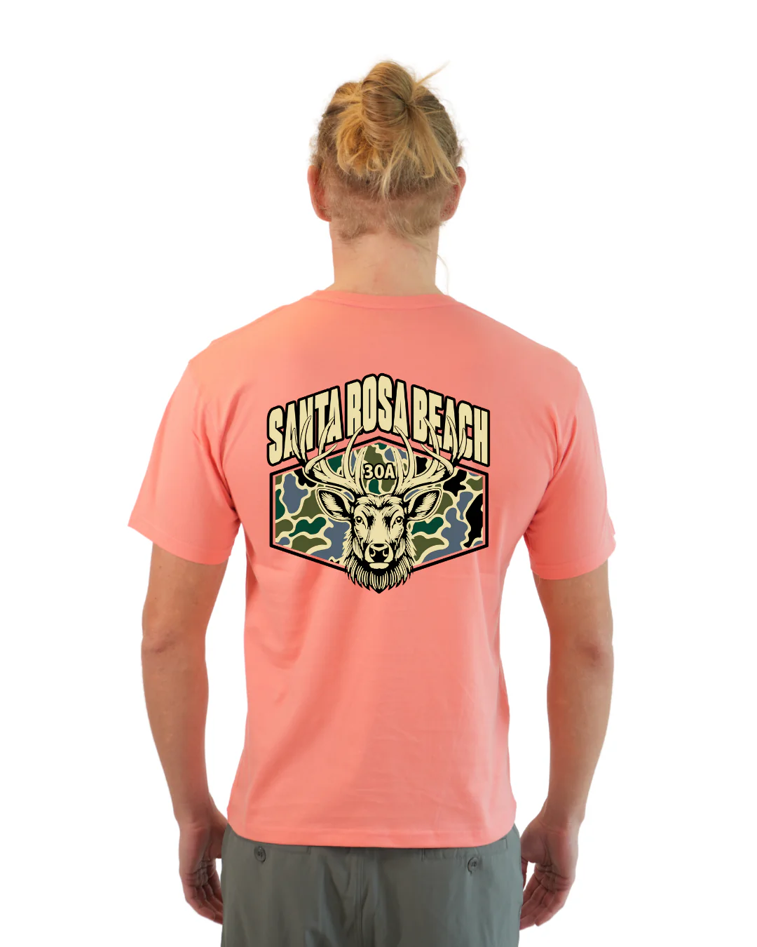 Santa Rosa Beach  Deer  Men T-Shirt – Camouflage Edition - Image 14