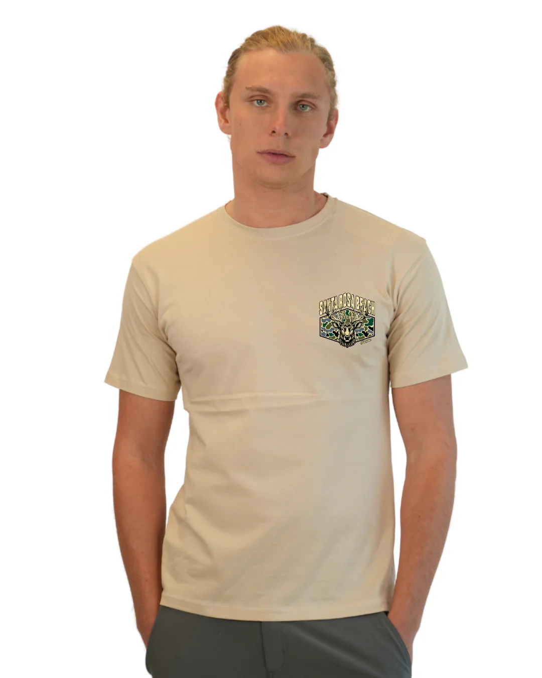 Santa Rosa Beach  Deer  Men T-Shirt – Camouflage Edition - Image 6