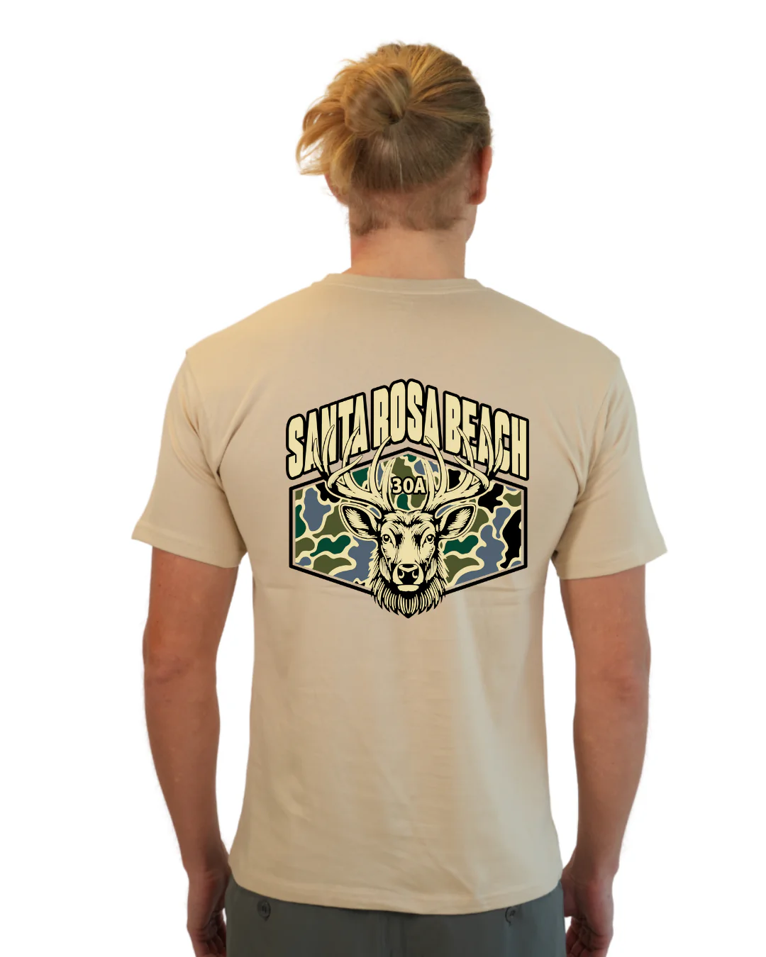 Santa Rosa Beach  Deer  Men T-Shirt – Camouflage Edition - Image 9