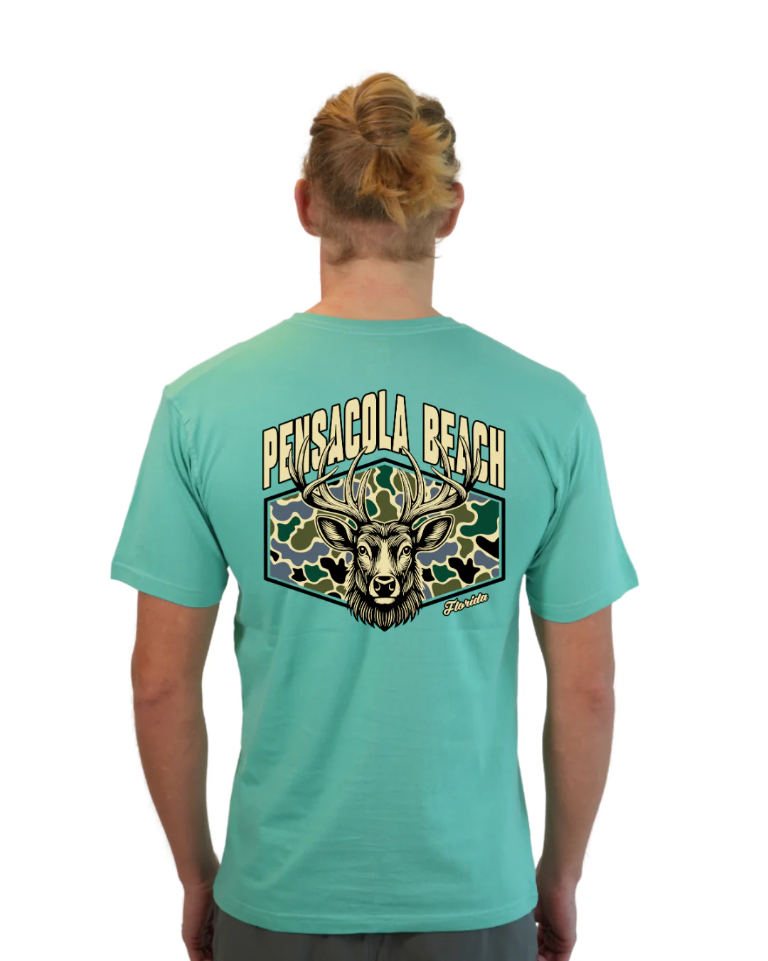 Pensacola Beach Deer Men T-Shirt – Camouflage Edition - Image 2