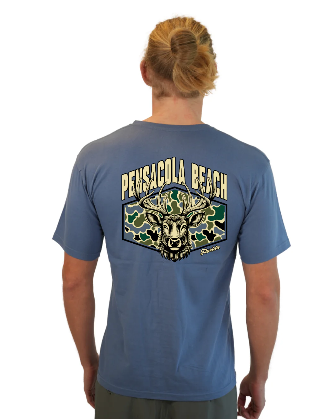 Pensacola Beach Deer Men T-Shirt – Camouflage Edition - Image 4