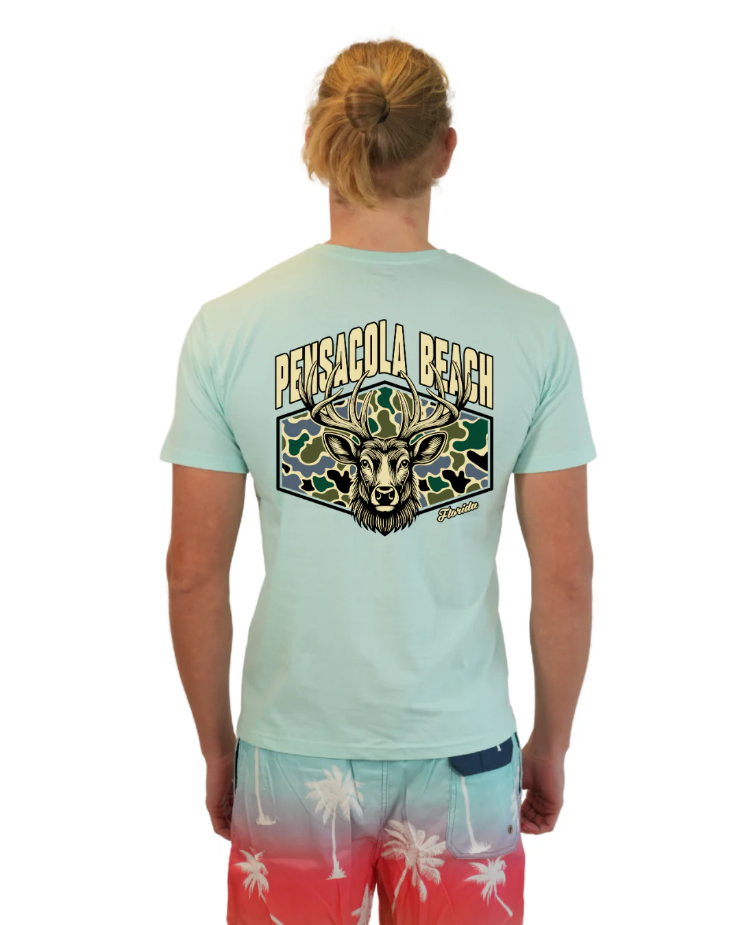 Pensacola Beach Deer Men T-Shirt – Camouflage Edition - Image 8