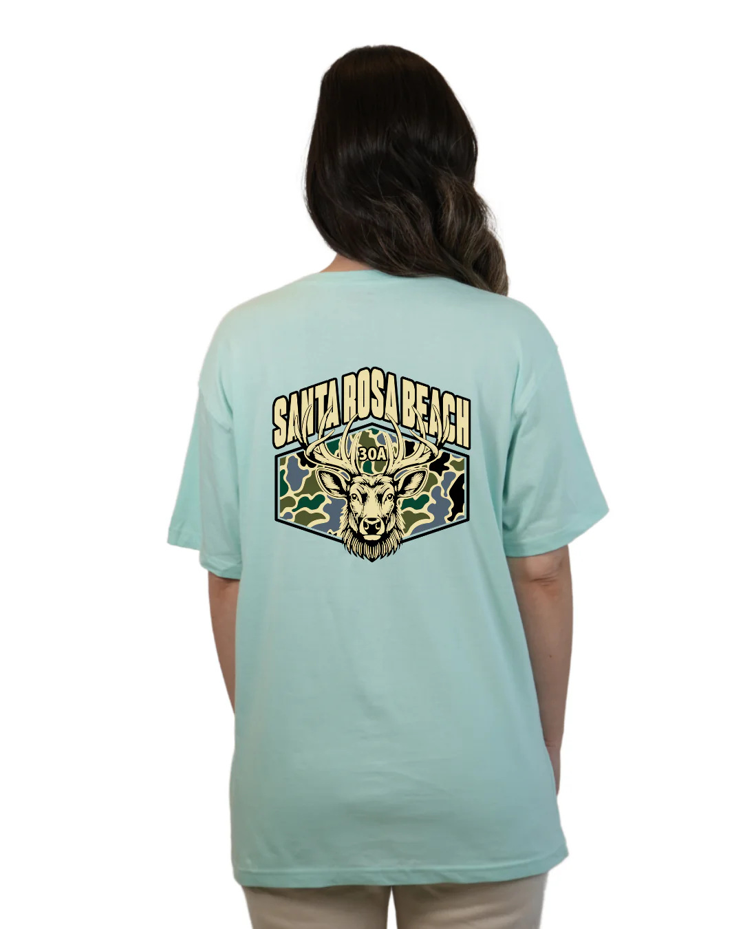 Santa Rosa Beach Deer  Women T-Shirt – Camouflage Edition - Image 12