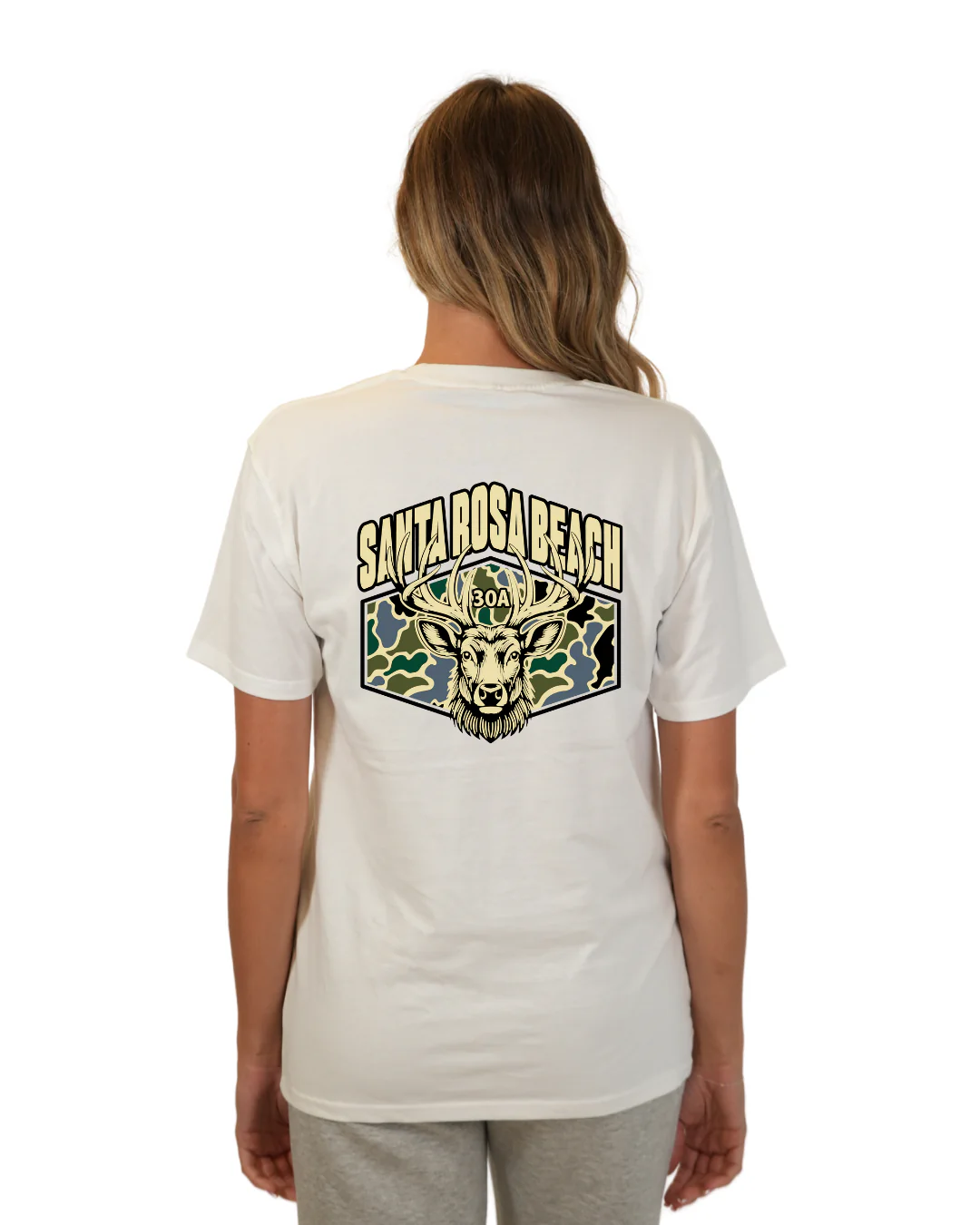 Santa Rosa Beach Deer  Women T-Shirt – Camouflage Edition - Image 13