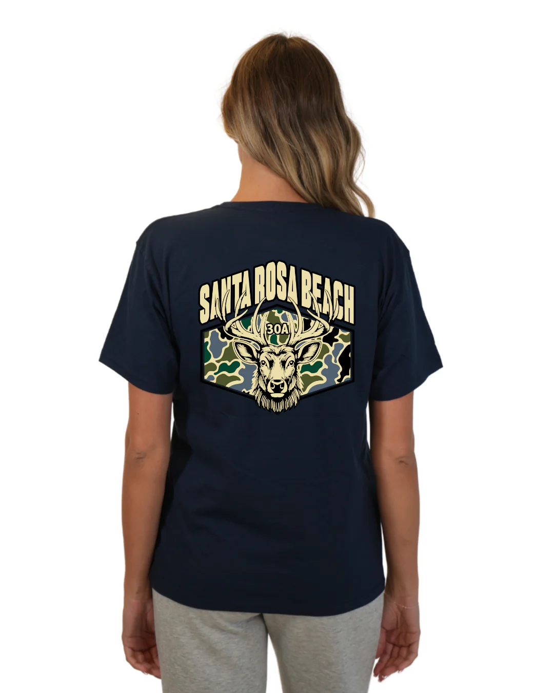 Santa Rosa Beach Deer  Women T-Shirt – Camouflage Edition - Image 14