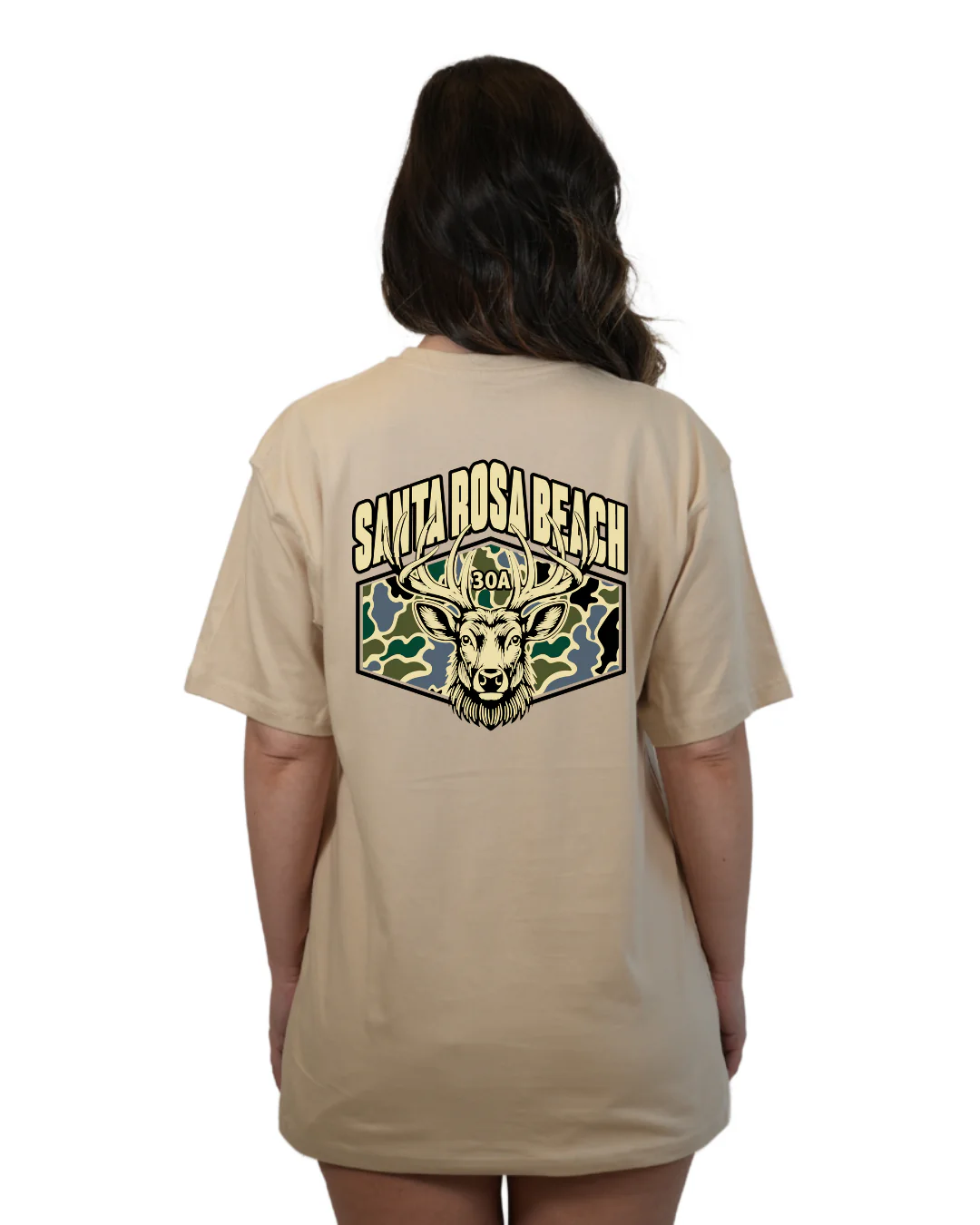 Santa Rosa Beach Deer  Women T-Shirt – Camouflage Edition - Image 8