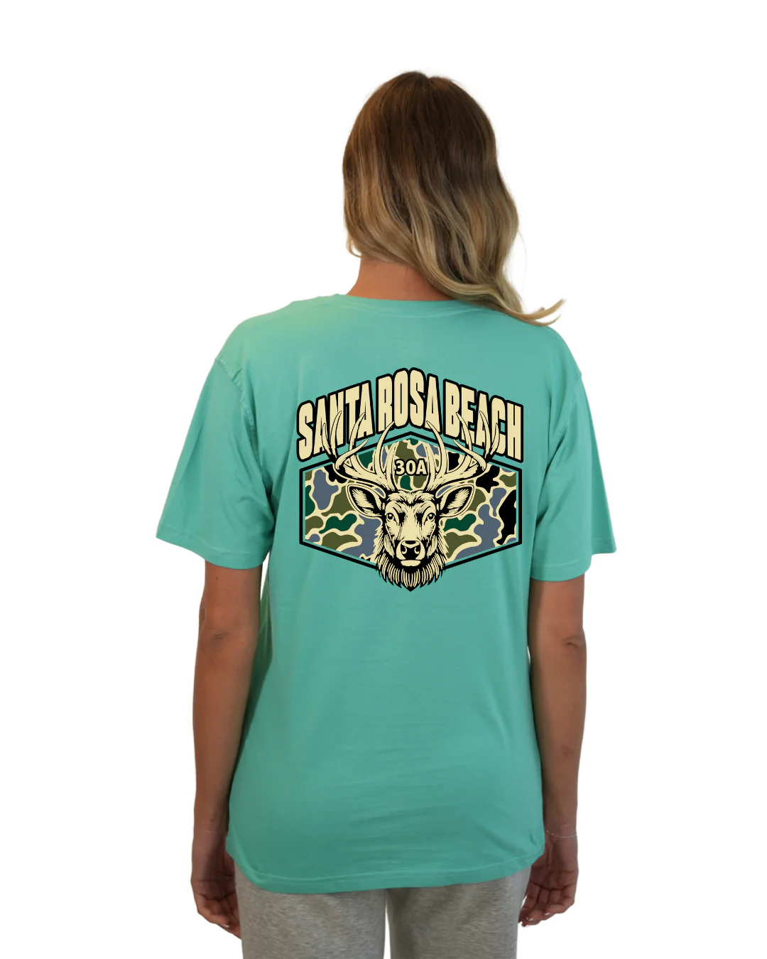 Santa Rosa Beach Deer  Women T-Shirt – Camouflage Edition - Image 9