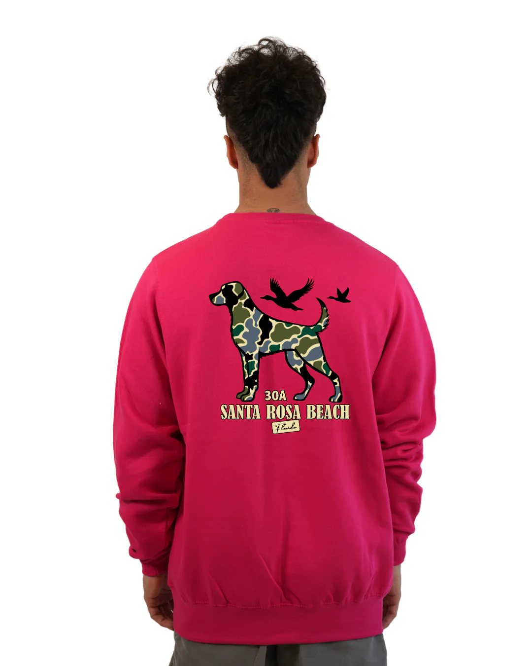 Santa Rosa Beach Dog Men Crewneck – Camouflage Edition - Image 10