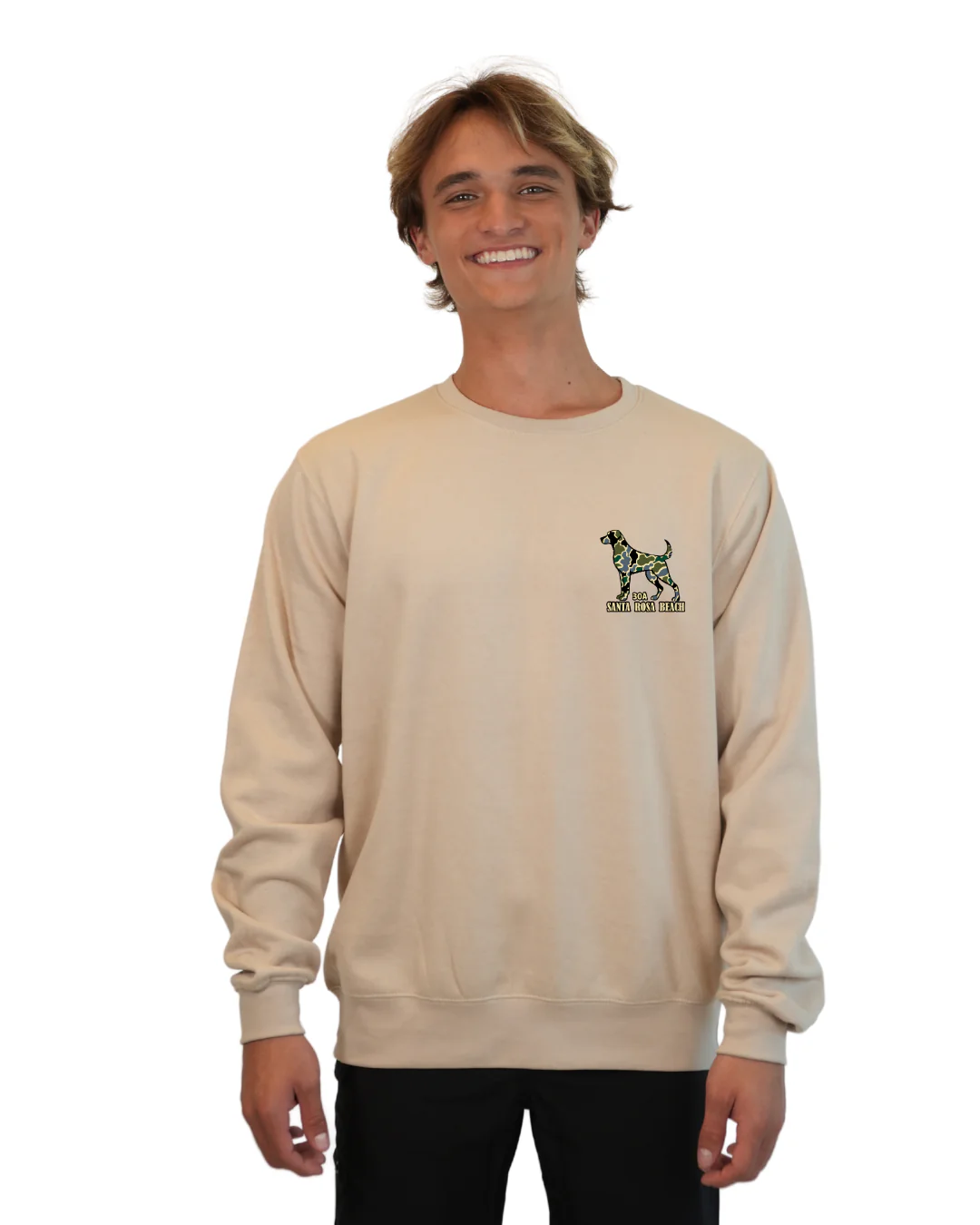 Santa Rosa Beach Dog Men Crewneck – Camouflage Edition - Image 3