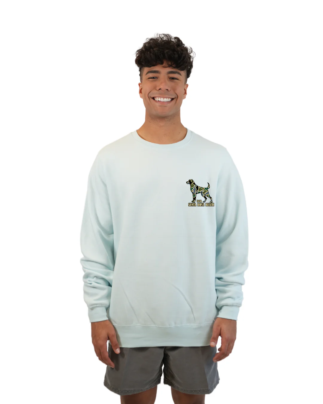 Santa Rosa Beach Dog Men Crewneck – Camouflage Edition - Image 4