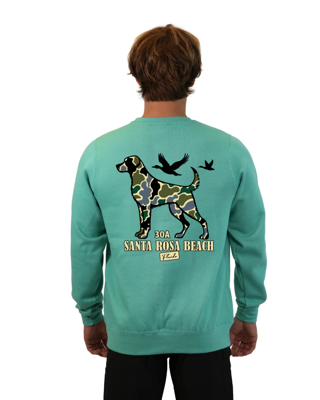 Santa Rosa Beach Dog Men Crewneck – Camouflage Edition - Image 7