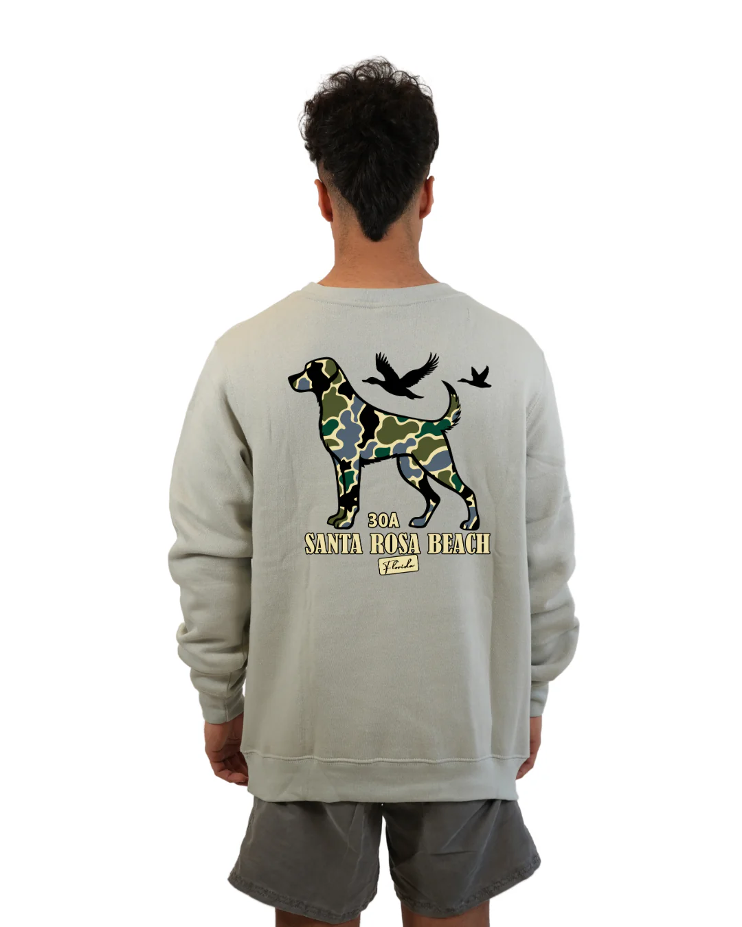 Santa Rosa Beach Dog Men Crewneck – Camouflage Edition - Image 8