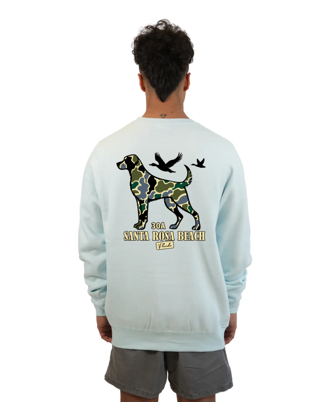 Santa Rosa Beach Dog Men Crewneck – Camouflage Edition - Image 9