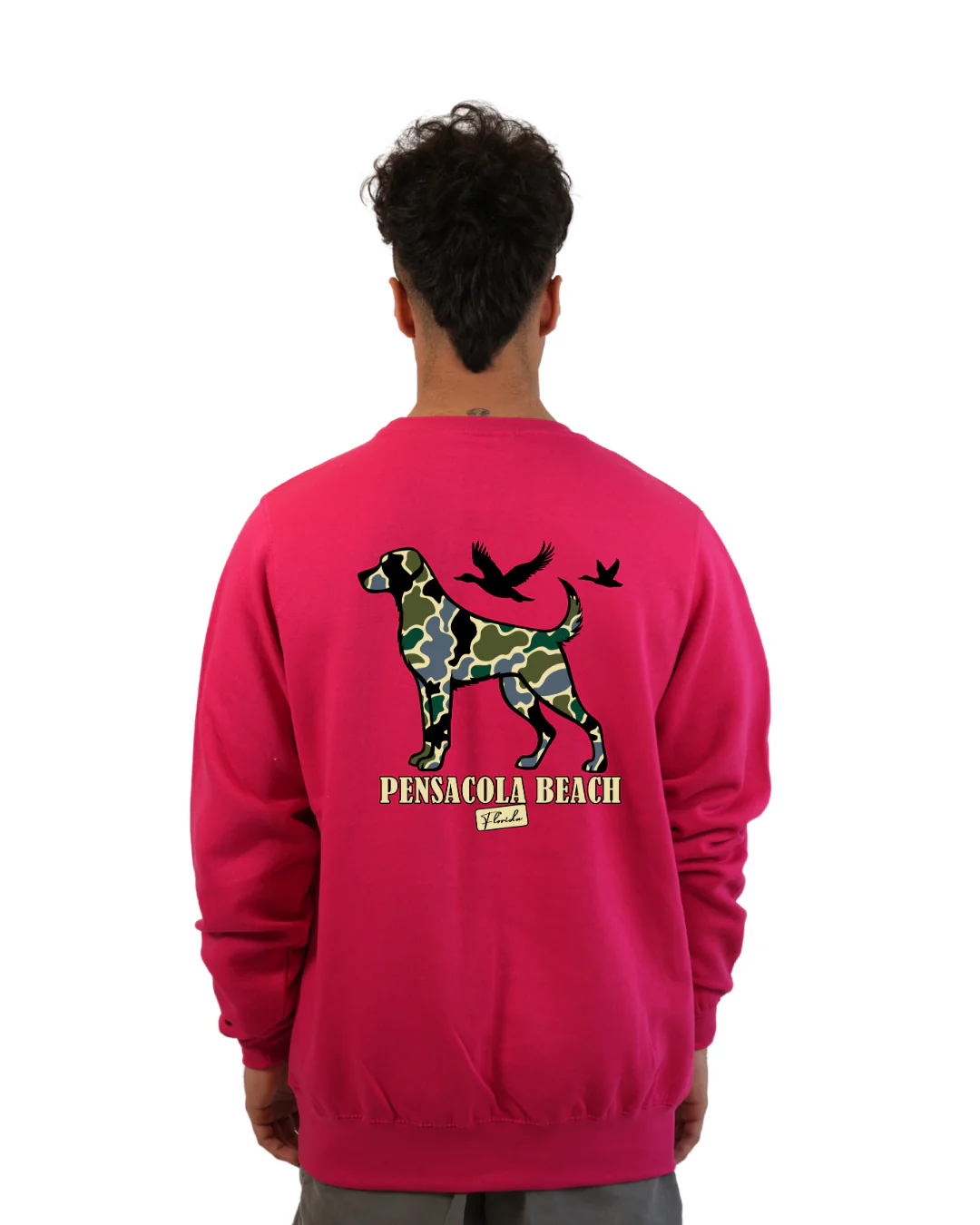 Pensacola Beach Dog Men Crewneck – Camouflage Edition - Image 2