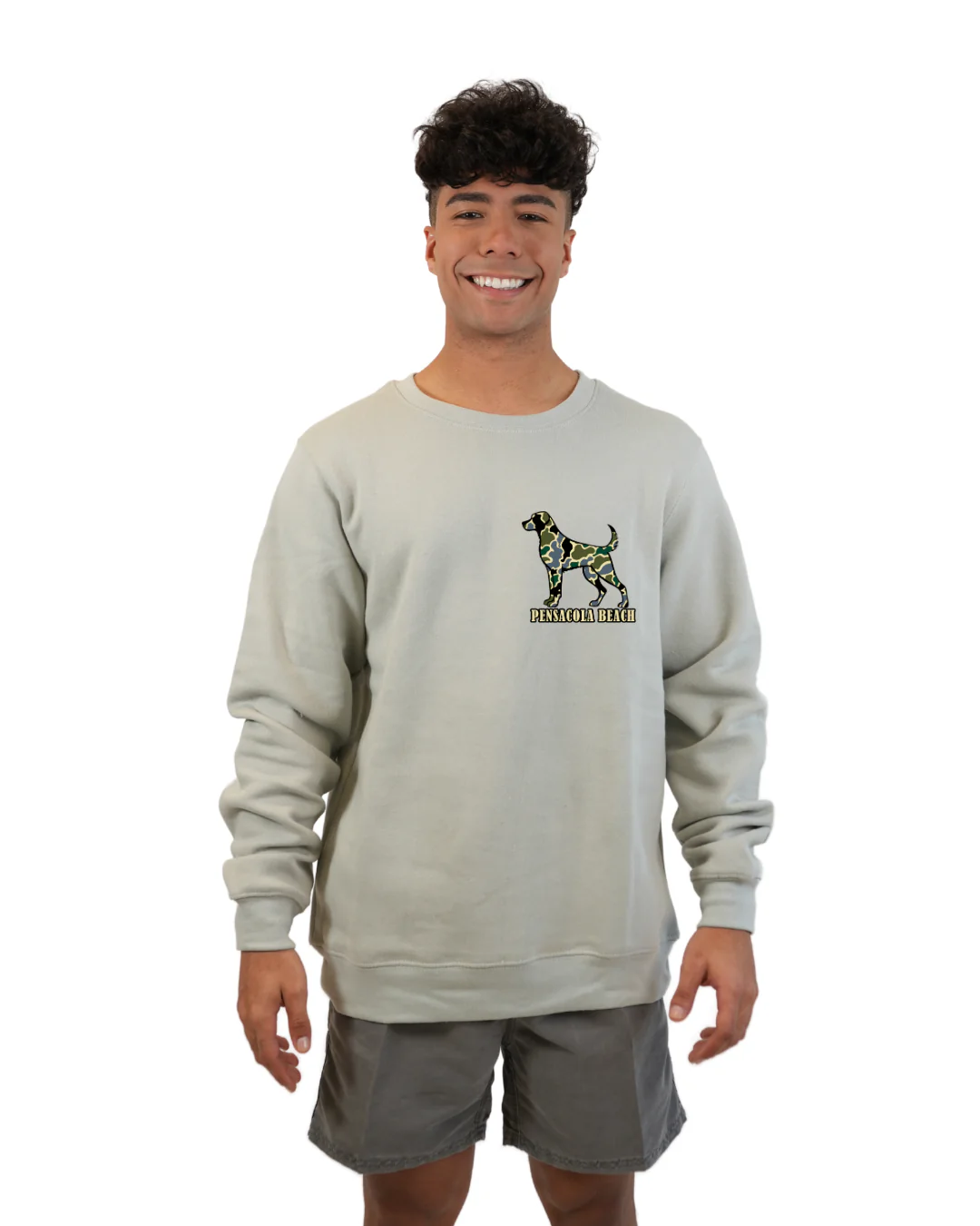 Pensacola Beach Dog Men Crewneck – Camouflage Edition - Image 5