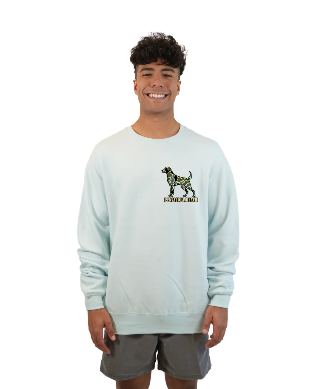 Pensacola Beach Dog Men Crewneck – Camouflage Edition - Image 6