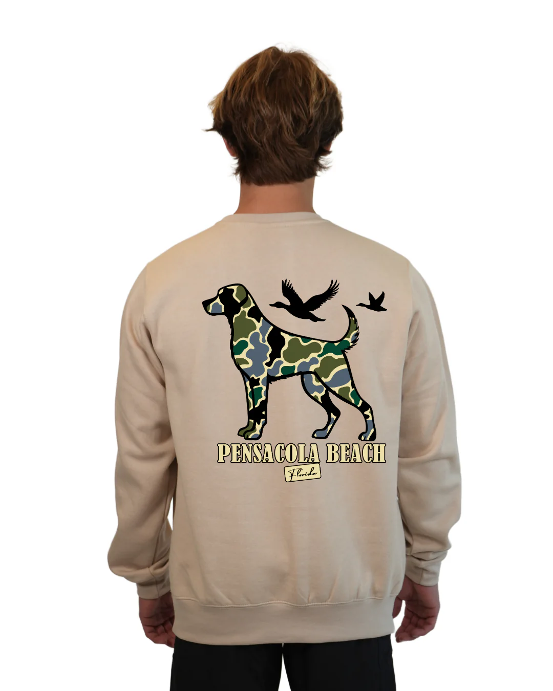 Pensacola Beach Dog Men Crewneck – Camouflage Edition - Image 7