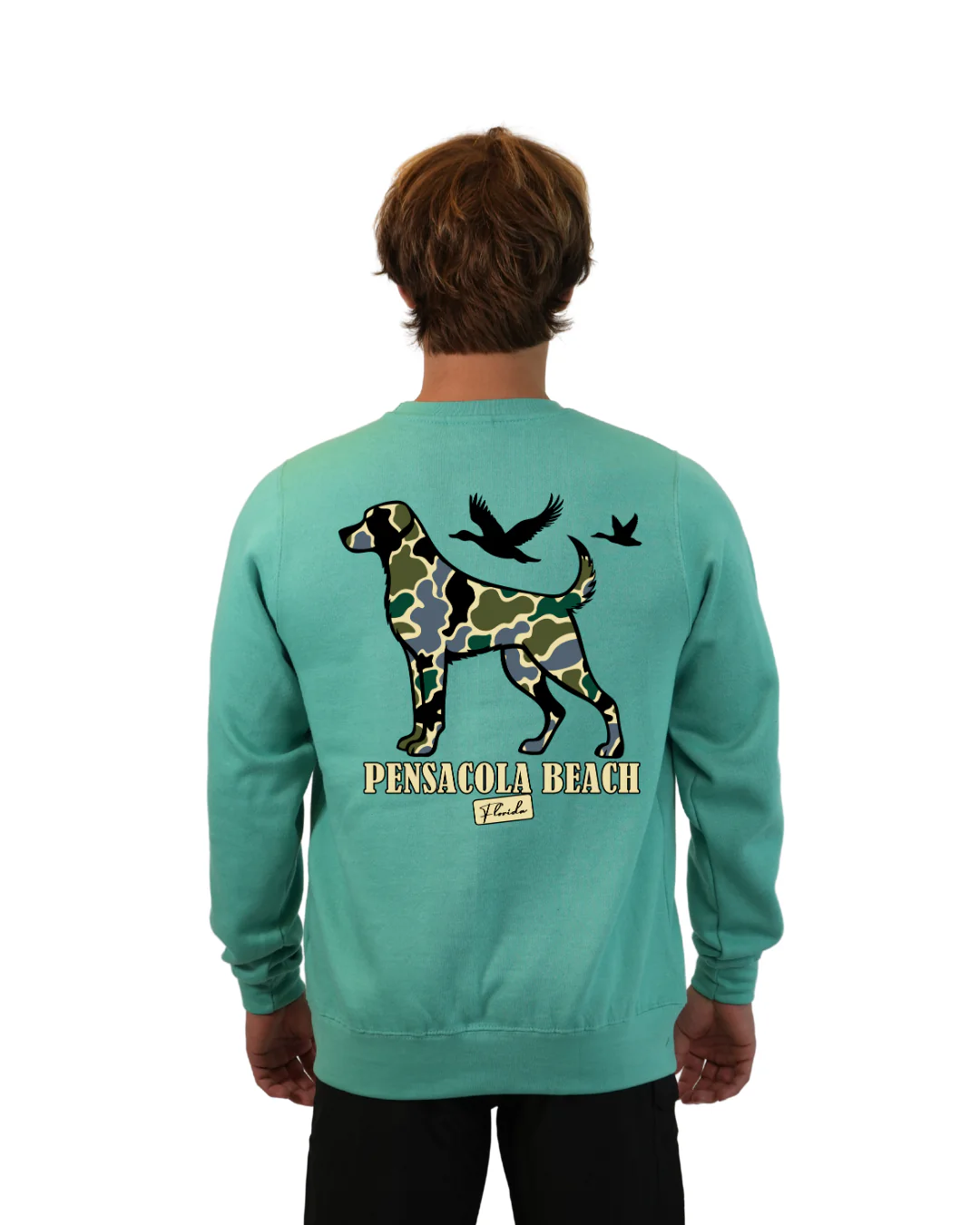 Pensacola Beach Dog Men Crewneck – Camouflage Edition - Image 8