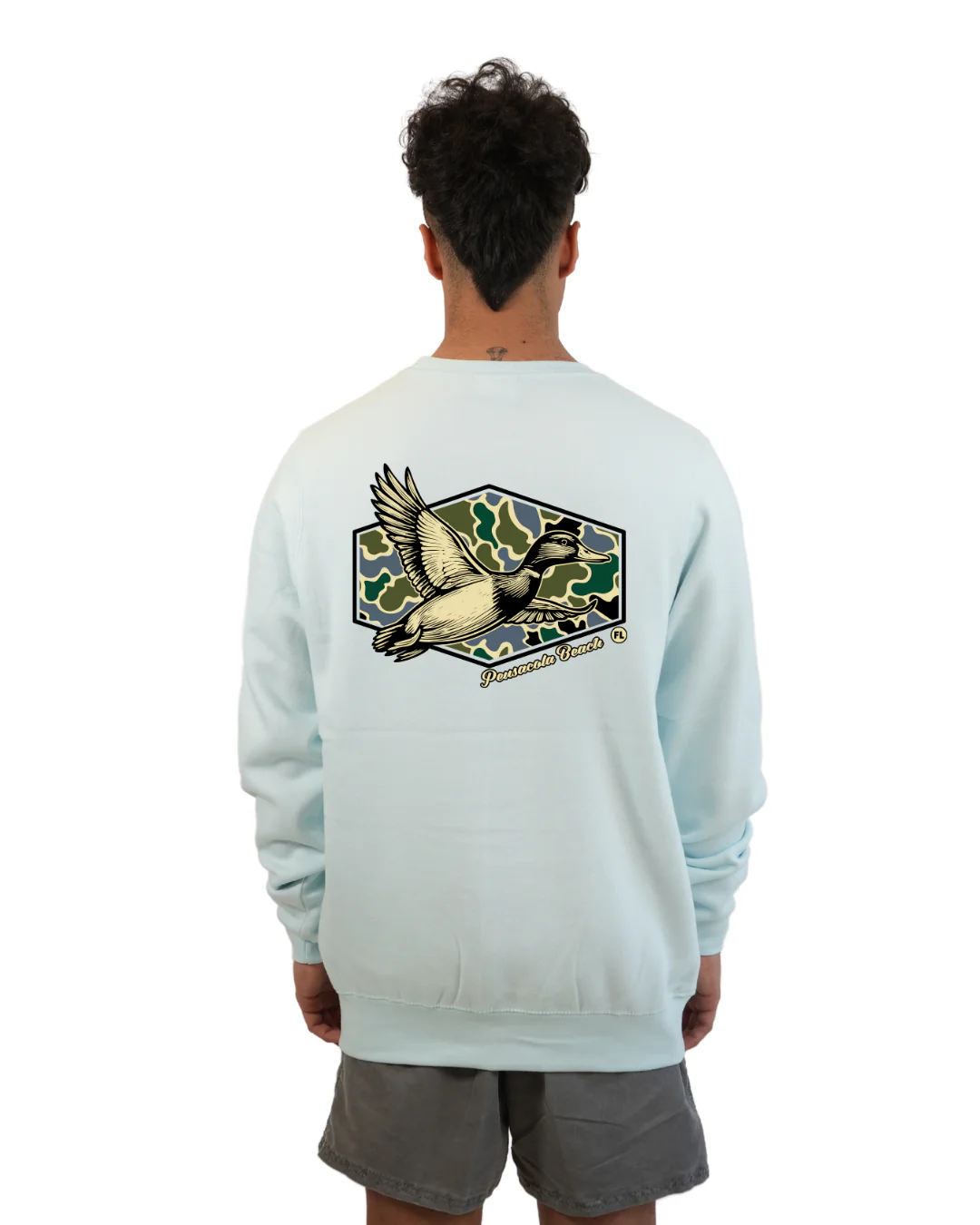 Pensacola Beach Duck Men Crewneck – Camouflage Edition - Image 9